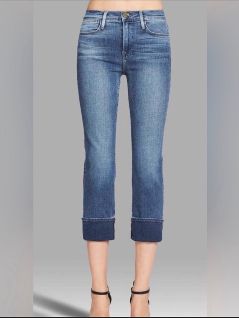 Frame Denim Women's Straight Leg Cropped Blue Jeans - Picture 2 of 9